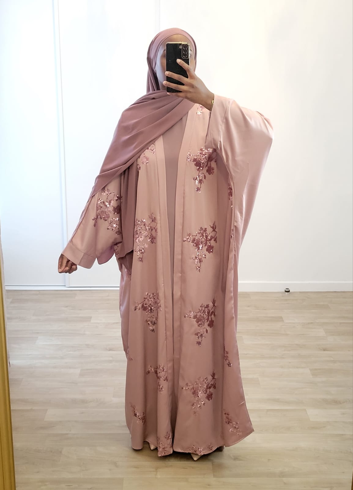 Ensemble Abaya Saliha Rose/Mauve