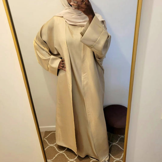 Ensemble Abaya Maryam Satiné brillant doré