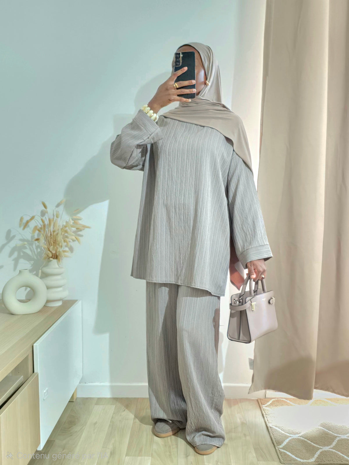Ensemble texturé Lilyah taupe