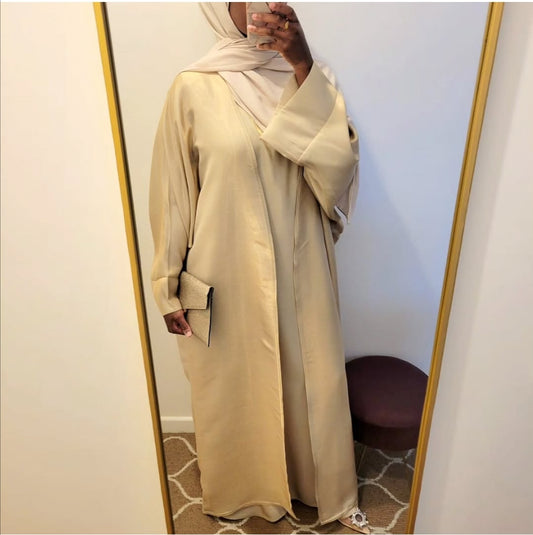 Ensemble Abaya Maryam Satiné brillant doré