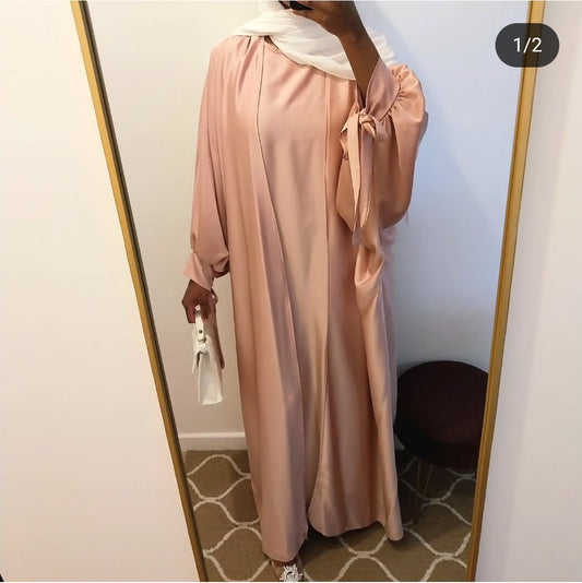 Ensemble Abaya Jennah Satiné rose gold